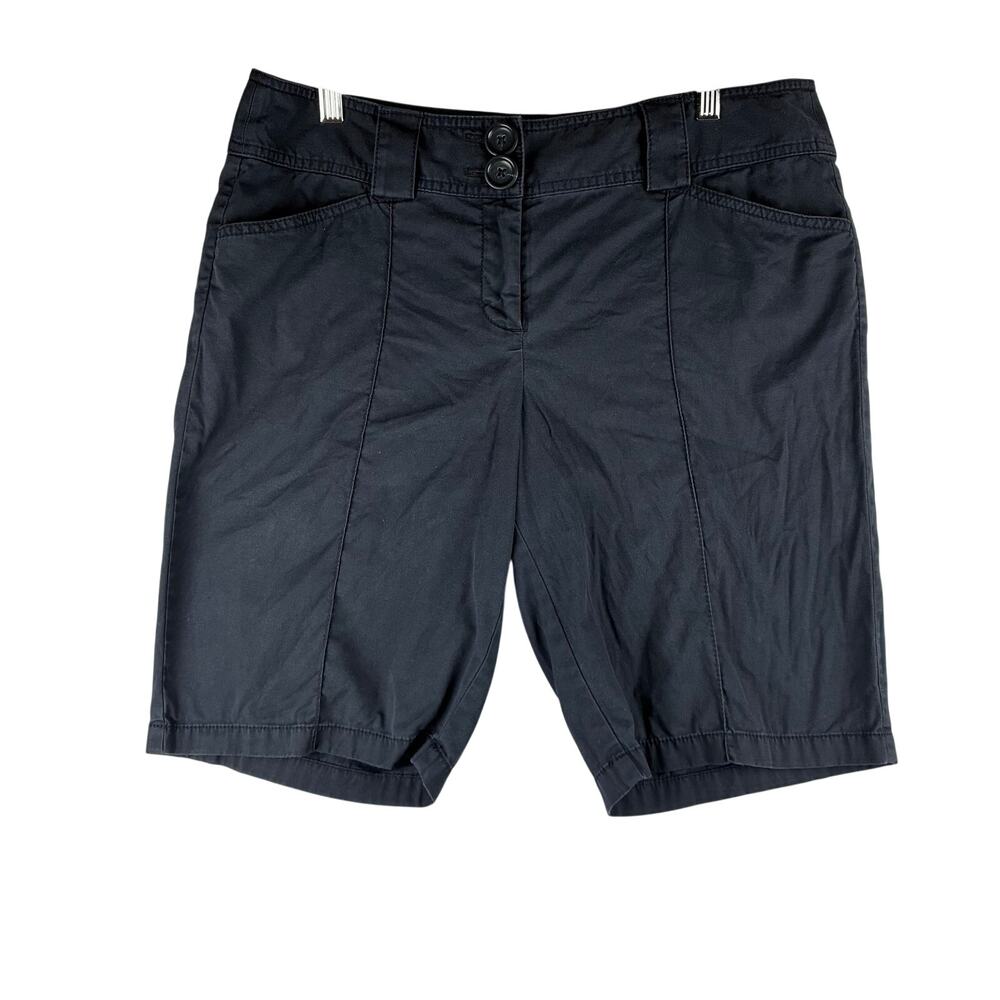 Ann Taylor Shorts Womens 10 Dark Grey Cotton Lycra Spandex Bermuda Chino Stretch